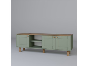 Drewniany stojak TV "Mia" - 160 x 40 x 56 cm - Zielony