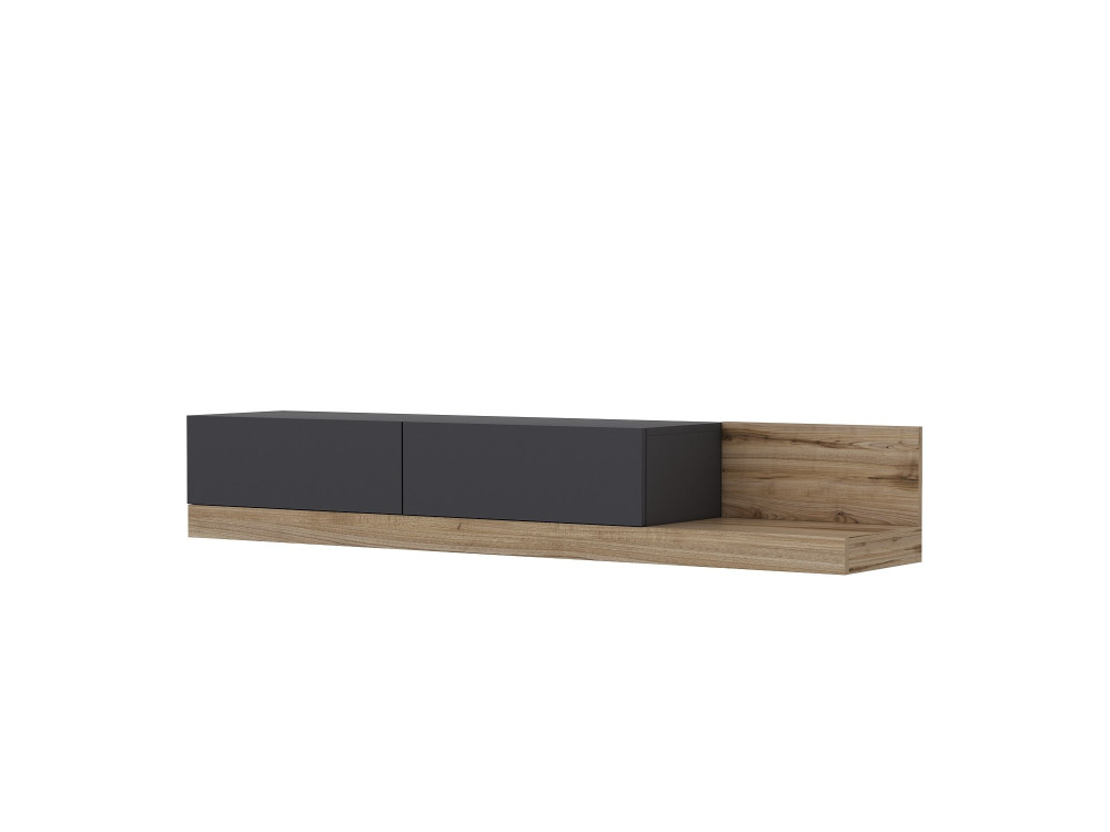 Drewniana szafka pod telewizor "Majör" - 180 x 37 x 30 cm - Antracytowy szary