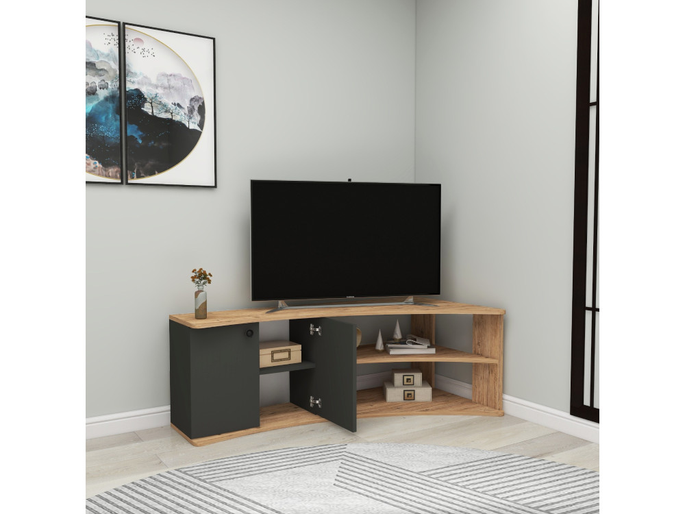 Drewniany narożnik TV "Termera" - 135 x 67 x 48 cm - Brązowy