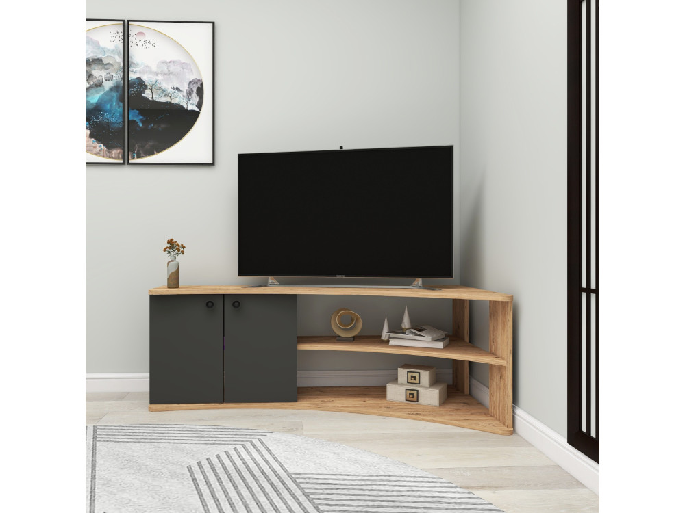 Drewniany narożnik TV "Termera" - 135 x 67 x 48 cm - Brązowy