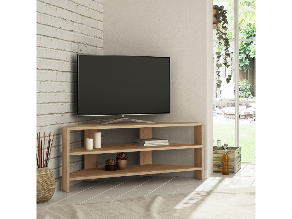 Drewniany narożnik TV "Thales" - 114 x 36 x 45 cm - Beżowy