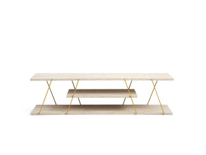 Drewniana podstawa pod telewizor "Canaz" - 120 x 30 x 33 cm - trawertyn