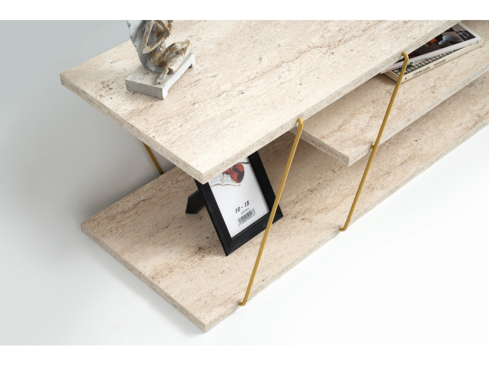 Drewniana podstawa pod telewizor "Canaz" - 120 x 30 x 33 cm - trawertyn
