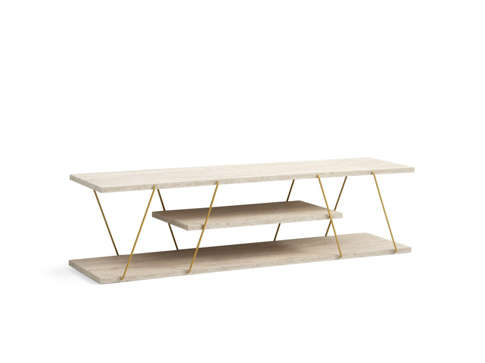 Drewniana podstawa pod telewizor "Canaz" - 120 x 30 x 33 cm - trawertyn