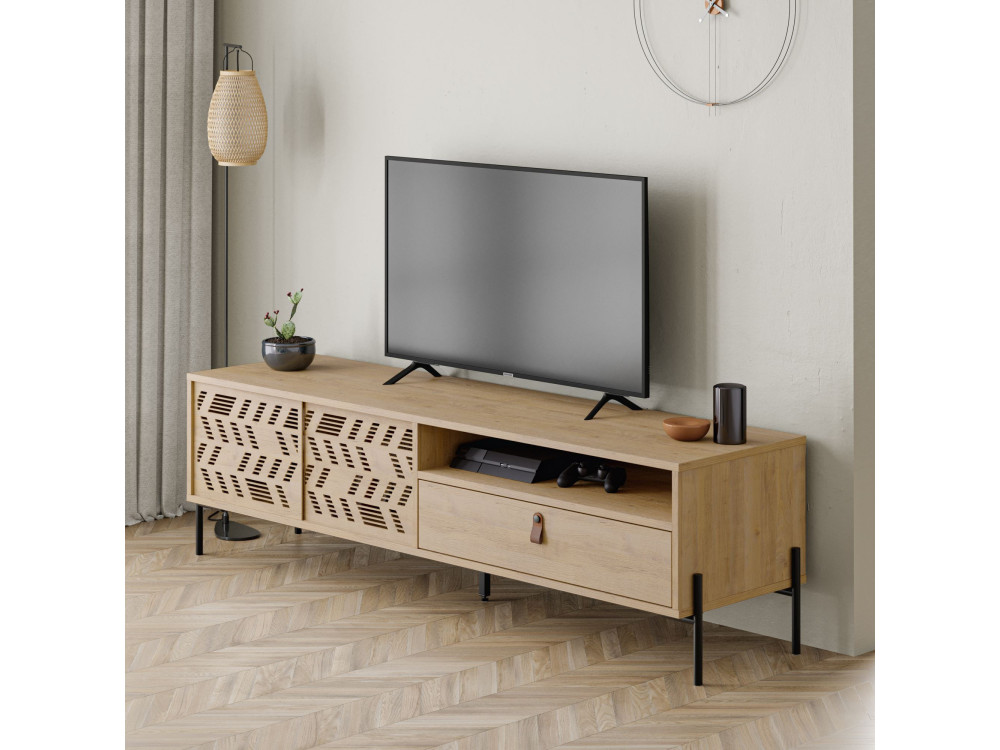 Drewniany stojak pod telewizor "Dionysos" - 170 x 45 x 48 cm - Beżowy
