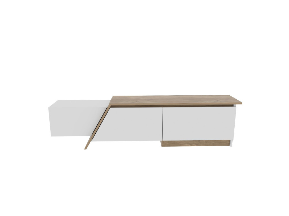 Drewniana podstawa pod telewizor "Zonas" - 180 x 35 x 28 cm - Biały