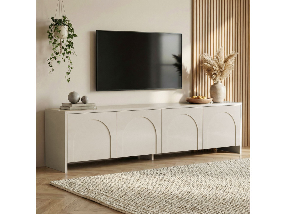 Drewniana podstawa pod telewizor "Aurelia" - 180 x 32 x 45 cm - Kremowy