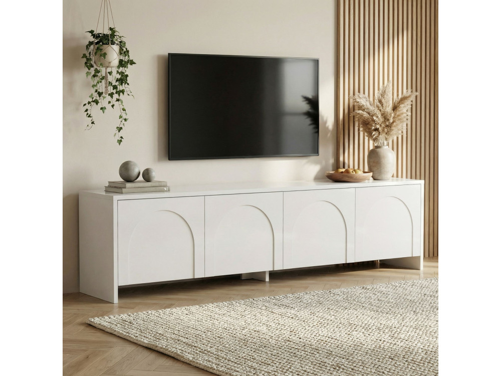 Drewniana podstawa pod telewizor "Aurelia" - 180 x 32 x 45 cm - Biały