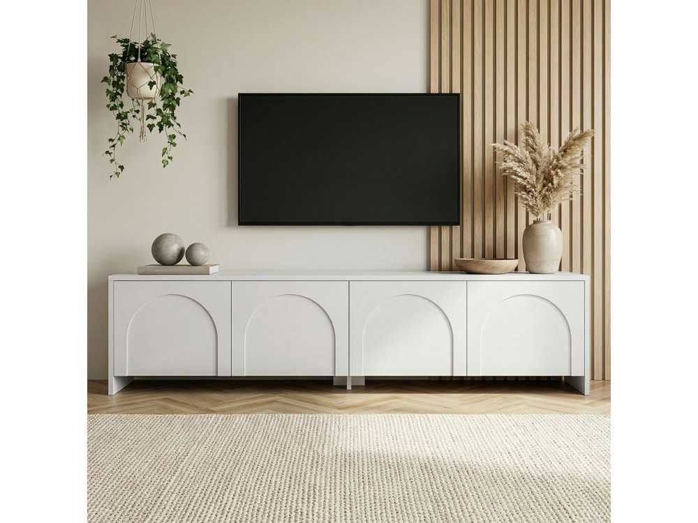 Drewniana podstawa pod telewizor "Aurelia" - 180 x 32 x 45 cm - Biały