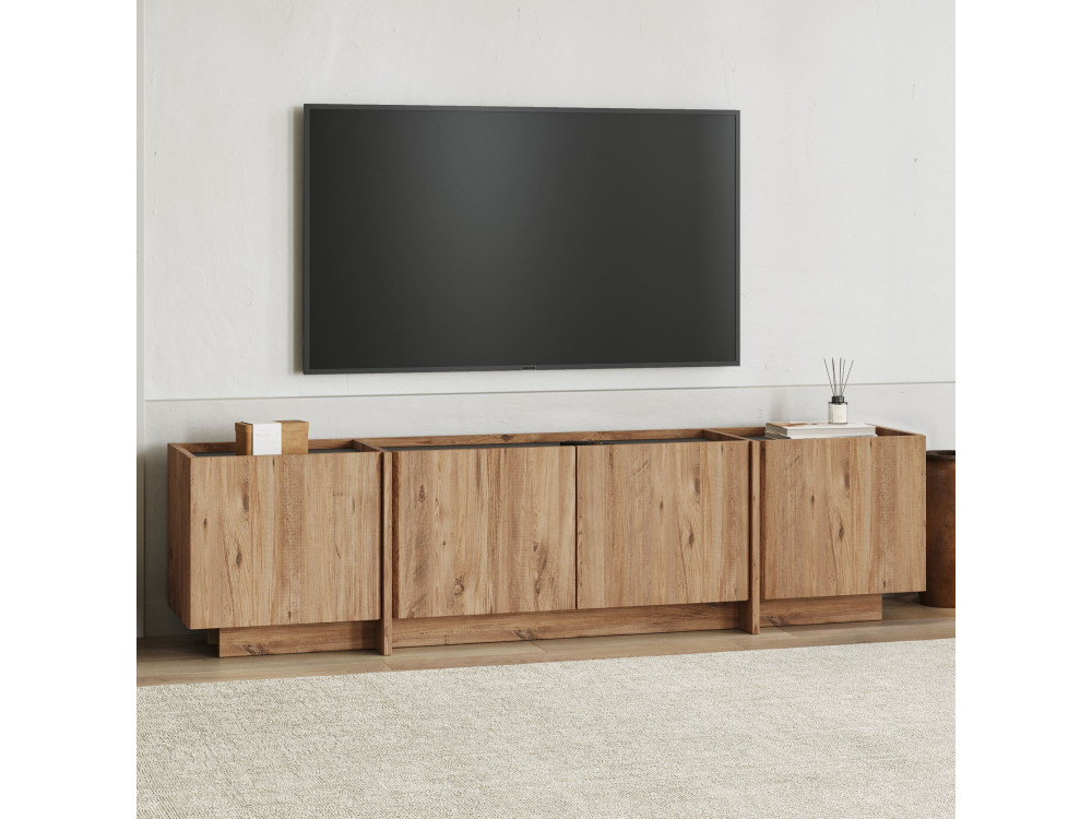 Drewniana podstawa pod telewizor "Lowen" - 180 x 35 x 46 cm - sosna atlantycka / antracyt