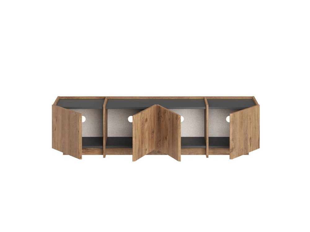 Drewniana podstawa pod telewizor "Lowen" - 180 x 35 x 46 cm - sosna atlantycka / antracyt