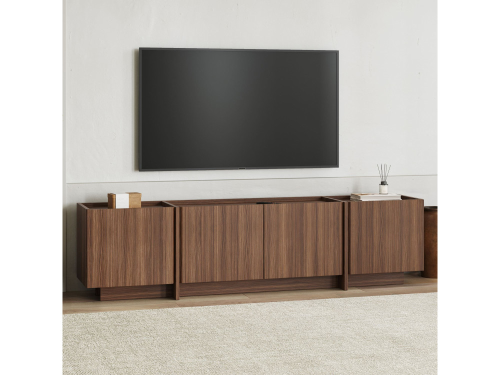 Drewniana podstawa pod telewizor "Lowen" - 180 x 35 x 46 cm - Walnut Milano