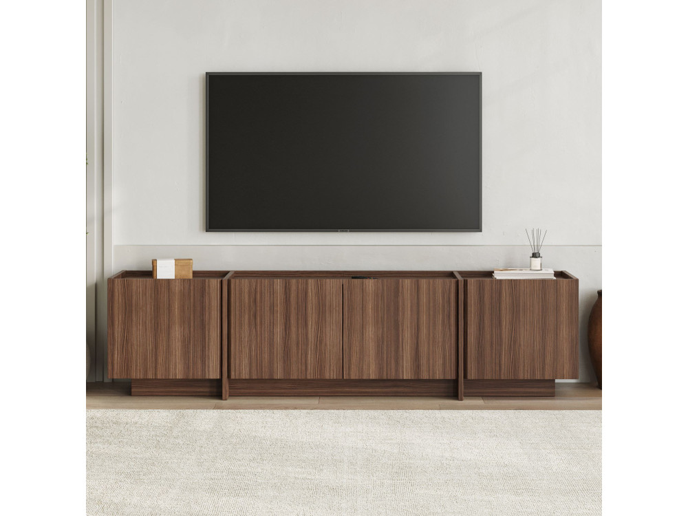 Drewniana podstawa pod telewizor "Lowen" - 180 x 35 x 46 cm - Walnut Milano