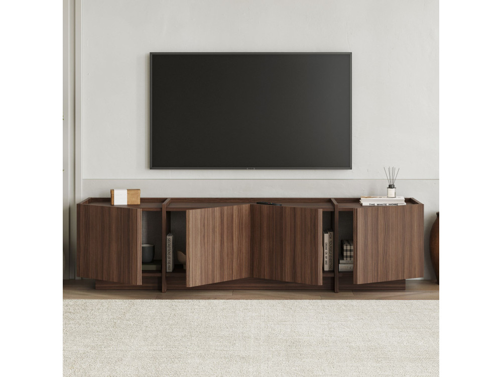 Drewniana podstawa pod telewizor "Lowen" - 180 x 35 x 46 cm - Walnut Milano