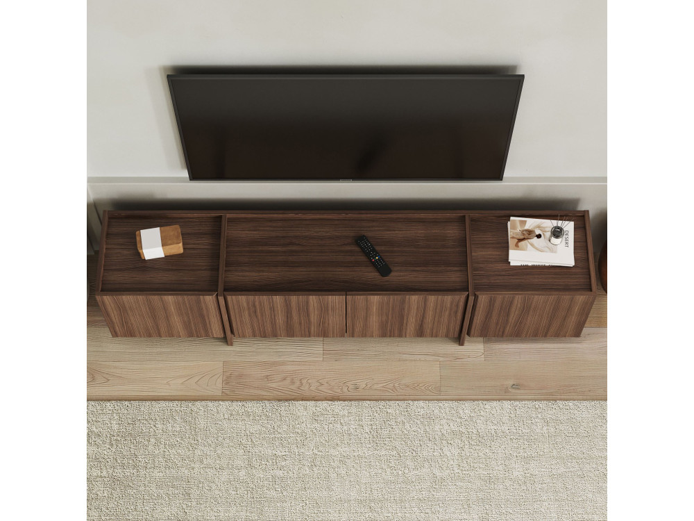 Drewniana podstawa pod telewizor "Lowen" - 180 x 35 x 46 cm - Walnut Milano