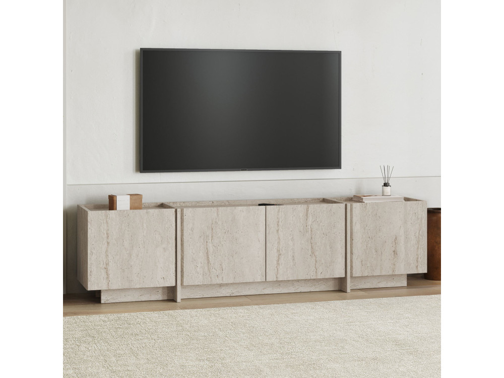 Drewniana podstawa pod telewizor "Lowen" - 180 x 35 x 46 cm - trawertyn