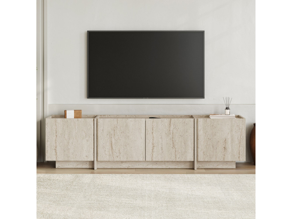 Drewniana podstawa pod telewizor "Lowen" - 180 x 35 x 46 cm - trawertyn