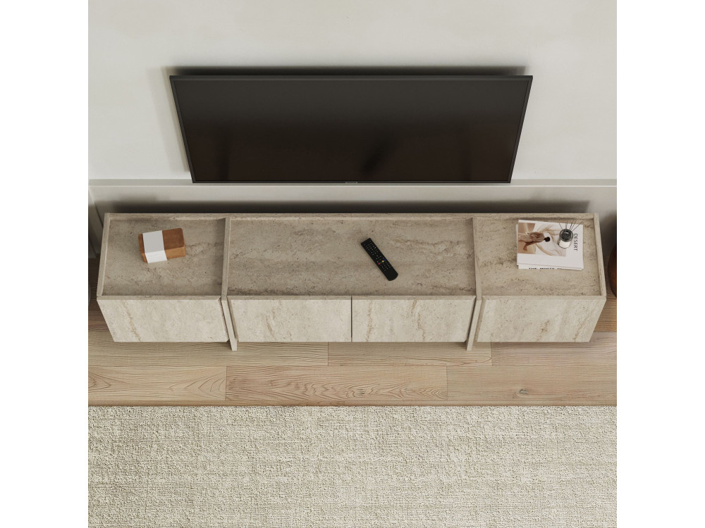 Drewniana podstawa pod telewizor "Lowen" - 180 x 35 x 46 cm - trawertyn