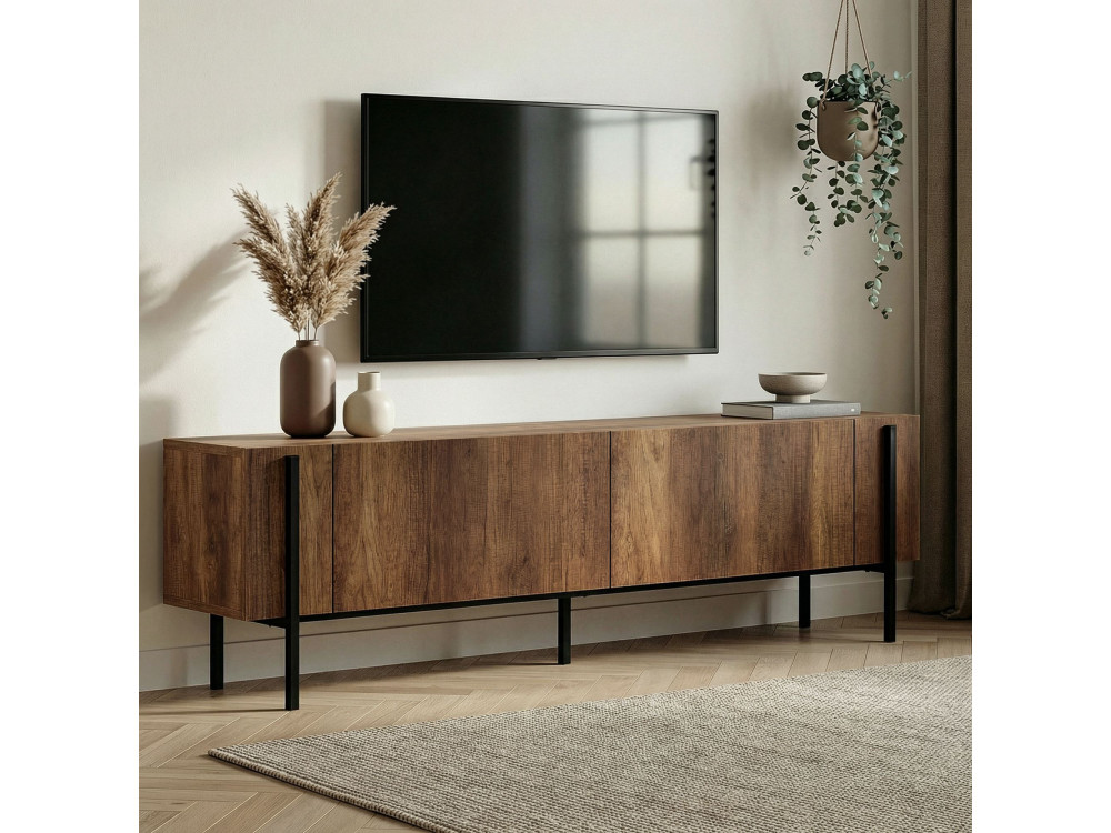 Drewniany stojak TV "Nexus" - 180 x 30 x 45 cm - Orzech barokowy / Czarny