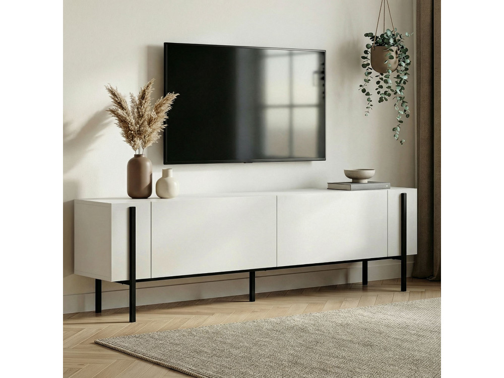 Drewniany stojak na telewizor "Nexus" - 180 x 30 x 45 cm - Czarny / Czarne drewno