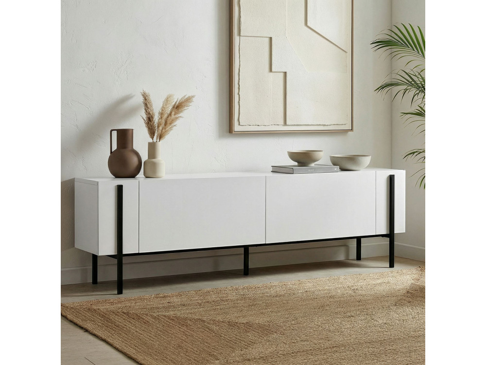 Drewniany stojak na telewizor "Nexus" - 180 x 30 x 45 cm - Czarny / Czarne drewno