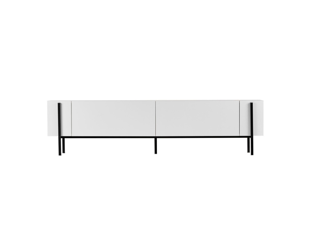 Drewniany stojak na telewizor "Nexus" - 180 x 30 x 45 cm - Czarny / Czarne drewno