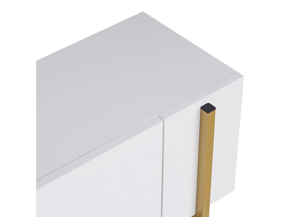 Drewniana podstawa pod telewizor "Nexus" - 180 x 30 x 45 cm - Biały / Złoty
