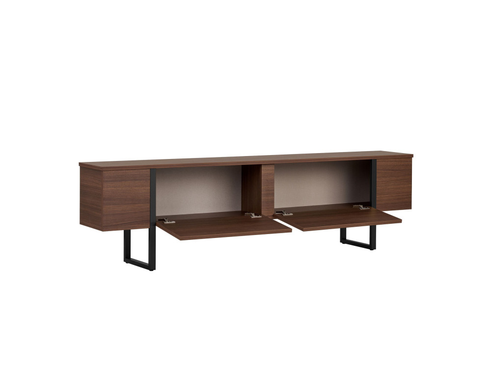 Drewniana podstawa pod telewizor "Onera" - 180 x 30 x 50 cm - Orzech / Czarny