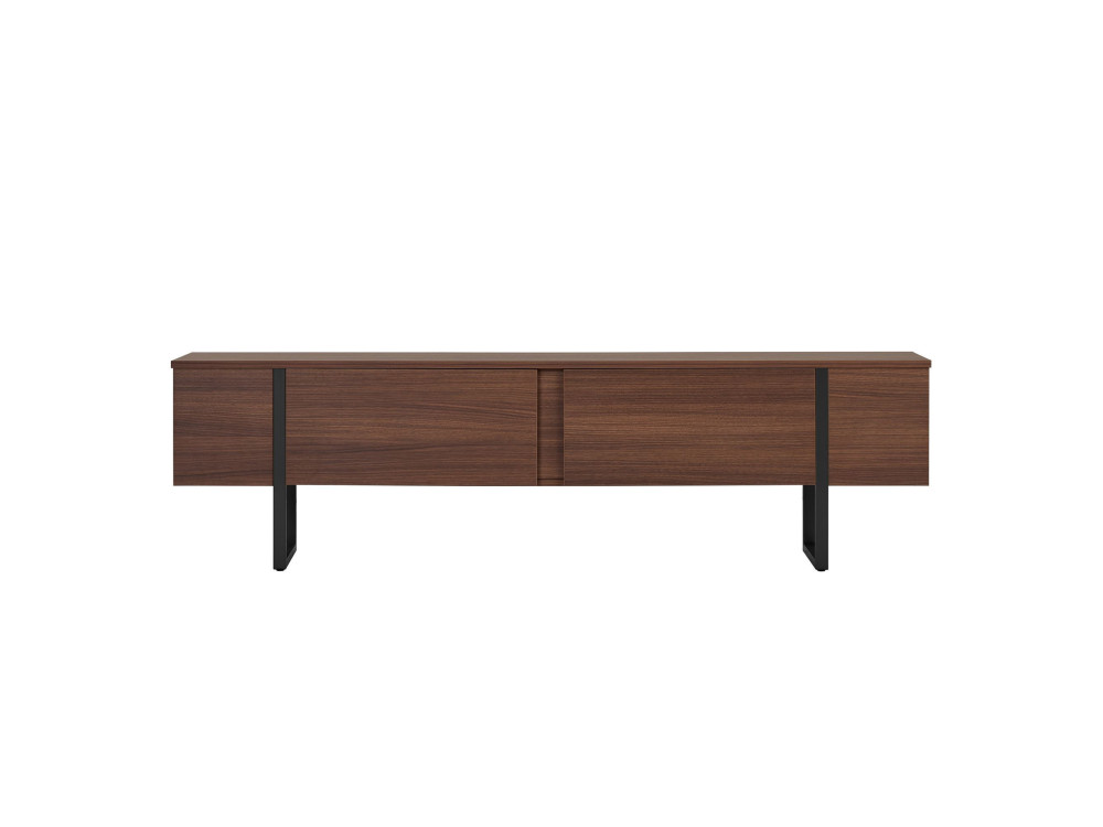 Drewniana podstawa pod telewizor "Onera" - 180 x 30 x 50 cm - Orzech / Czarny