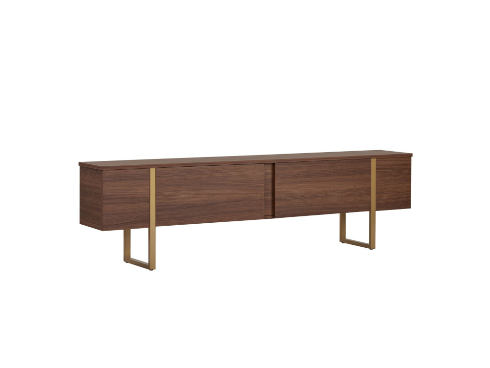 Drewniana podstawa pod telewizor "Onera" - 180 x 30 x 50 cm - Orzech / Złoty
