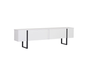 Drewniana podstawa pod telewizor "Onera" - 180 x 30 x 45 cm - Biało-czarny