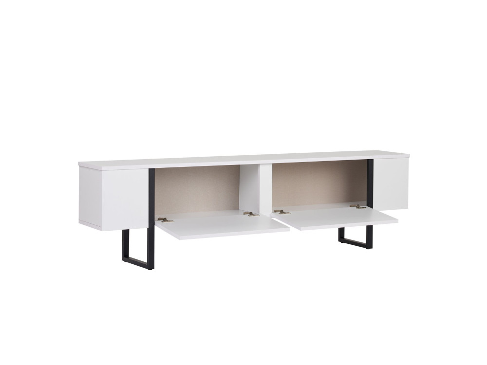 Drewniana podstawa pod telewizor "Onera" - 180 x 30 x 45 cm - Biało-czarny