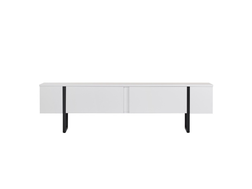 Drewniana podstawa pod telewizor "Onera" - 180 x 30 x 45 cm - Biało-czarny