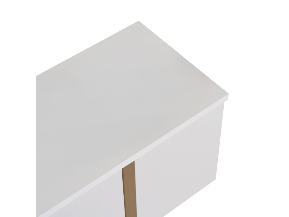 Drewniana podstawa pod telewizor "Onera" - 180 x 30 x 50 cm - Biały / Złoty