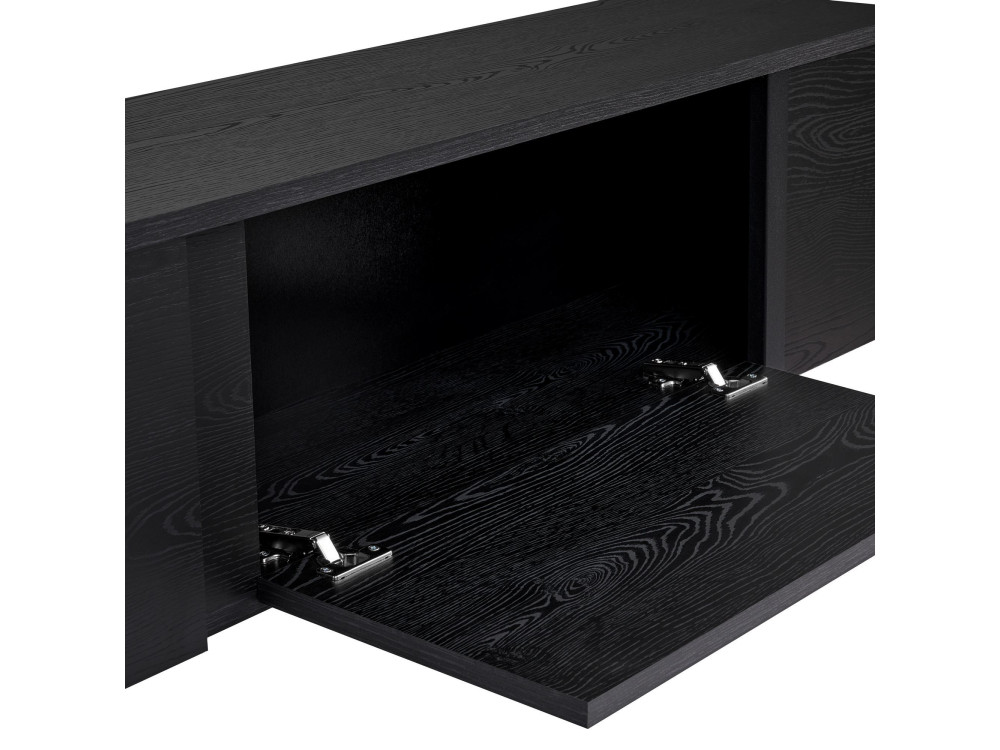 Drewniana podstawa pod telewizor "Onera" - 180 x 30 x 50 cm - Czarny / Czarne drewno