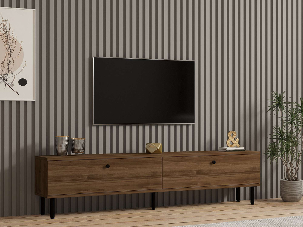 Drewniany stojak pod telewizor "Nantes" - 160 x 25 x 37 cm - Brązowy