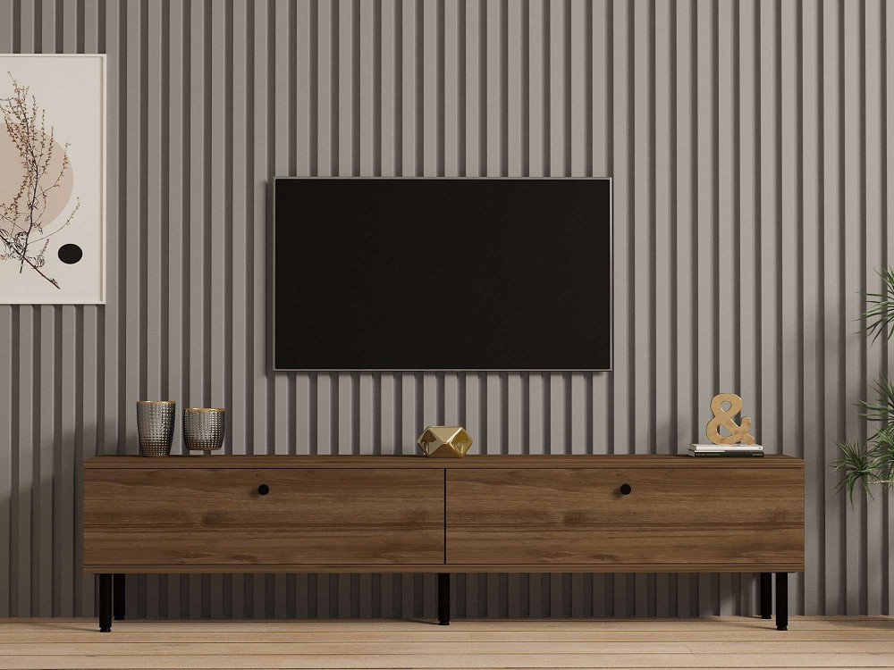 Drewniany stojak pod telewizor "Nantes" - 160 x 25 x 37 cm - Brązowy