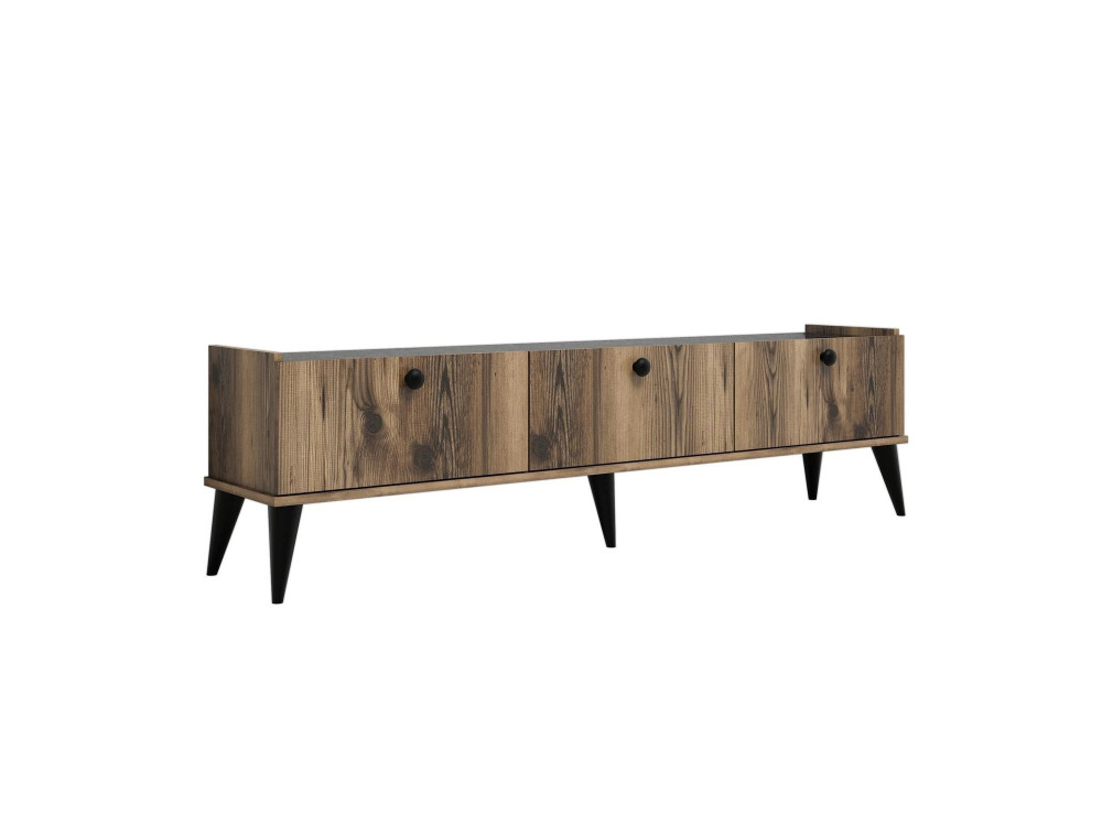 Drewniany stojak pod telewizor "Lidya" - 180 x 35 x 49 cm - Brązowy