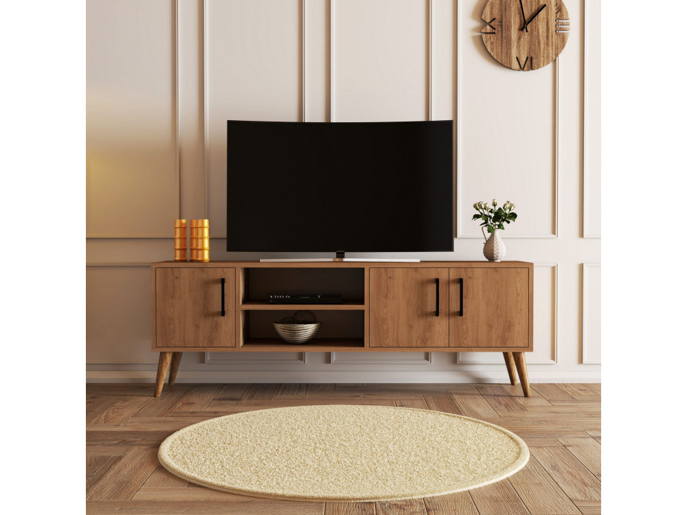 Drewniany stojak na telewizor "Exxen" - 150 x 34 x 52 cm - Brązowy