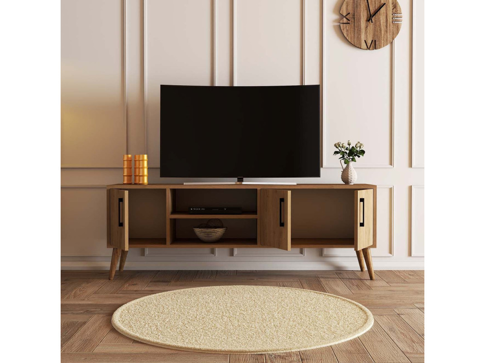Drewniany stojak na telewizor "Exxen" - 150 x 34 x 52 cm - Brązowy