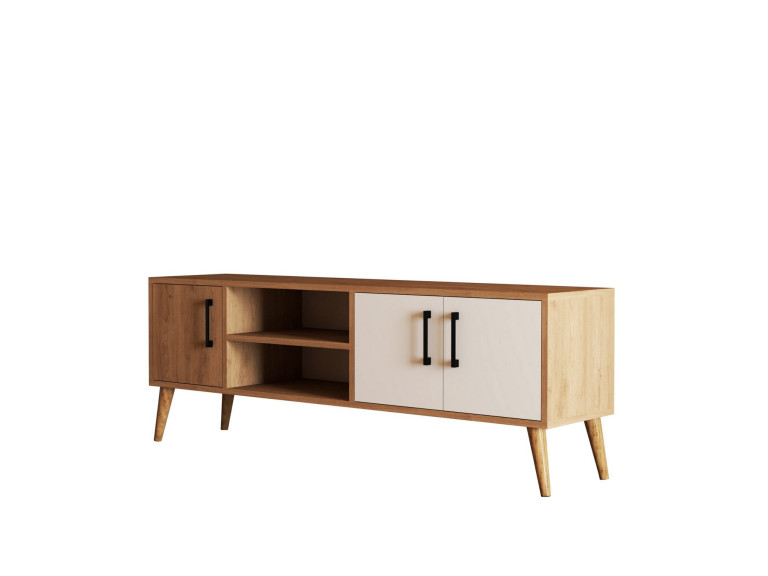Drewniana podstawa pod telewizor "Exxen" - 150 x 34 x 52 cm - Biały