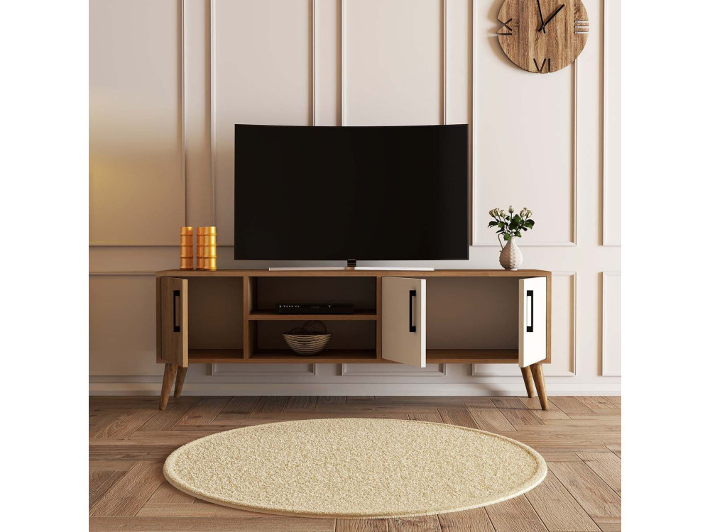 Drewniana podstawa pod telewizor "Exxen" - 150 x 34 x 52 cm - Biały