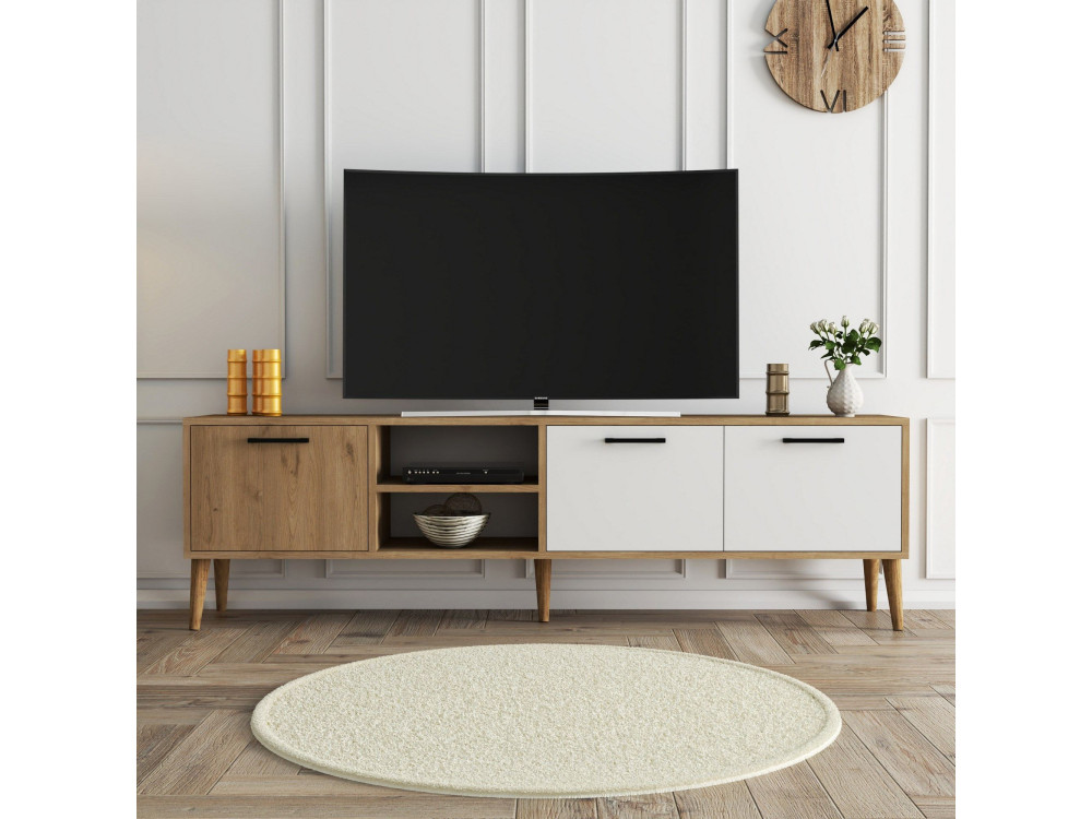 Drewniana podstawa pod telewizor "Exxen" - 180 x 35 x 53 cm - Biały