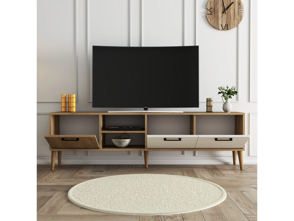 Drewniana podstawa pod telewizor "Exxen" - 180 x 35 x 53 cm - Biały