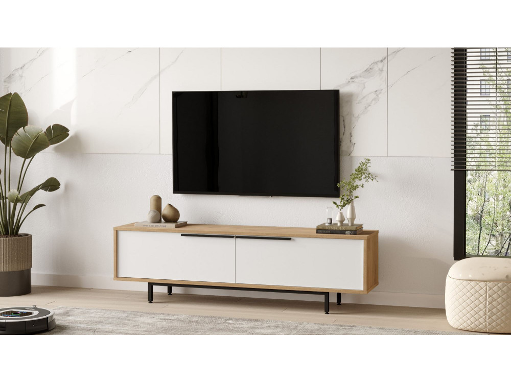 Drewniana podstawa pod telewizor ON1-SW - 160 x 35 x 45 cm - Biały