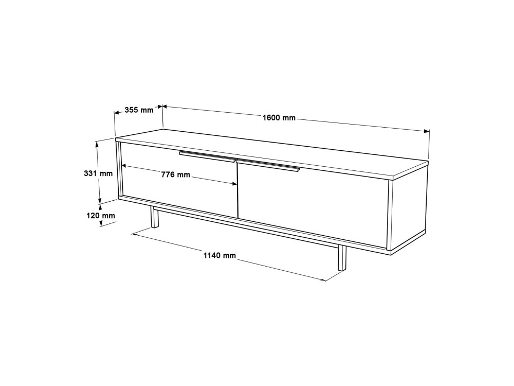 Drewniana podstawa pod telewizor ON1-SW - 160 x 35 x 45 cm - Biały