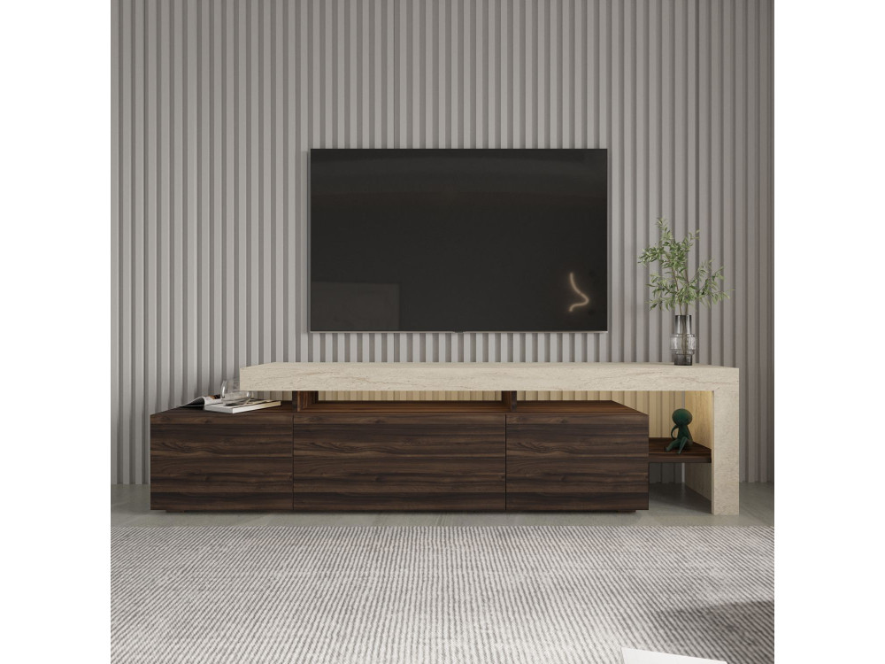 Drewniana podstawa pod telewizor "Beliz" - 192 x 37 x 53 cm - Brązowy