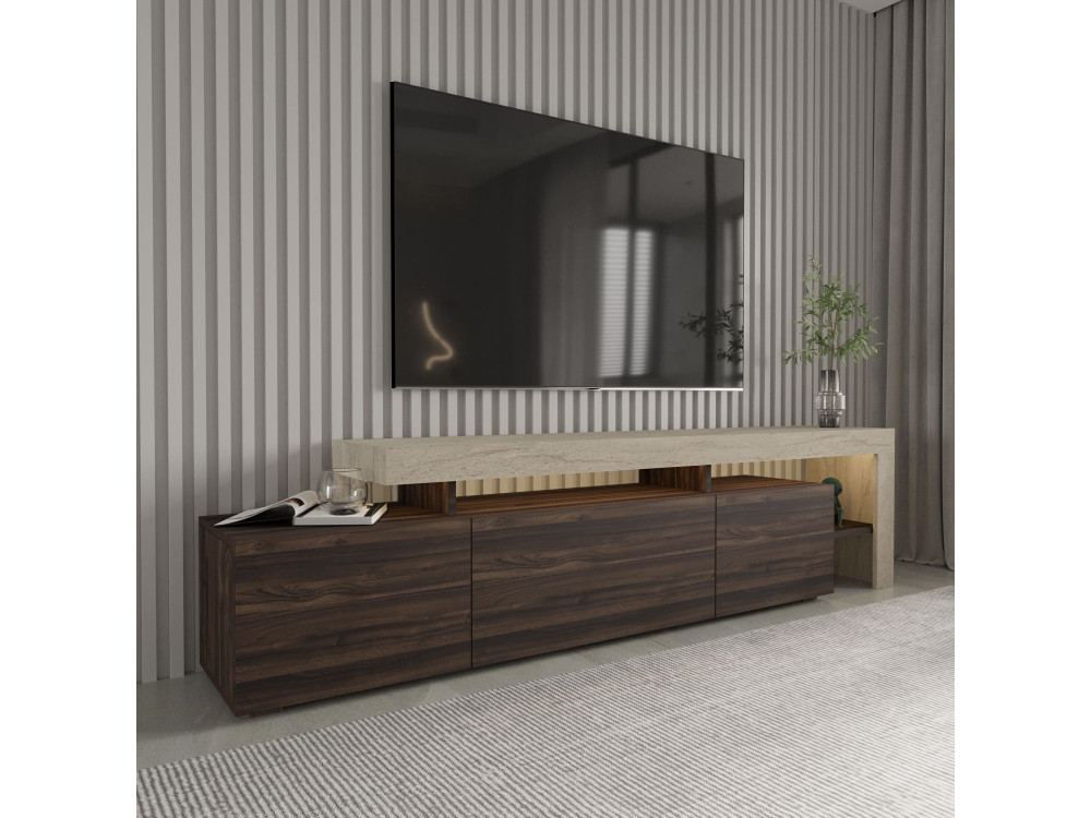 Drewniana podstawa pod telewizor "Beliz" - 192 x 37 x 53 cm - Brązowy