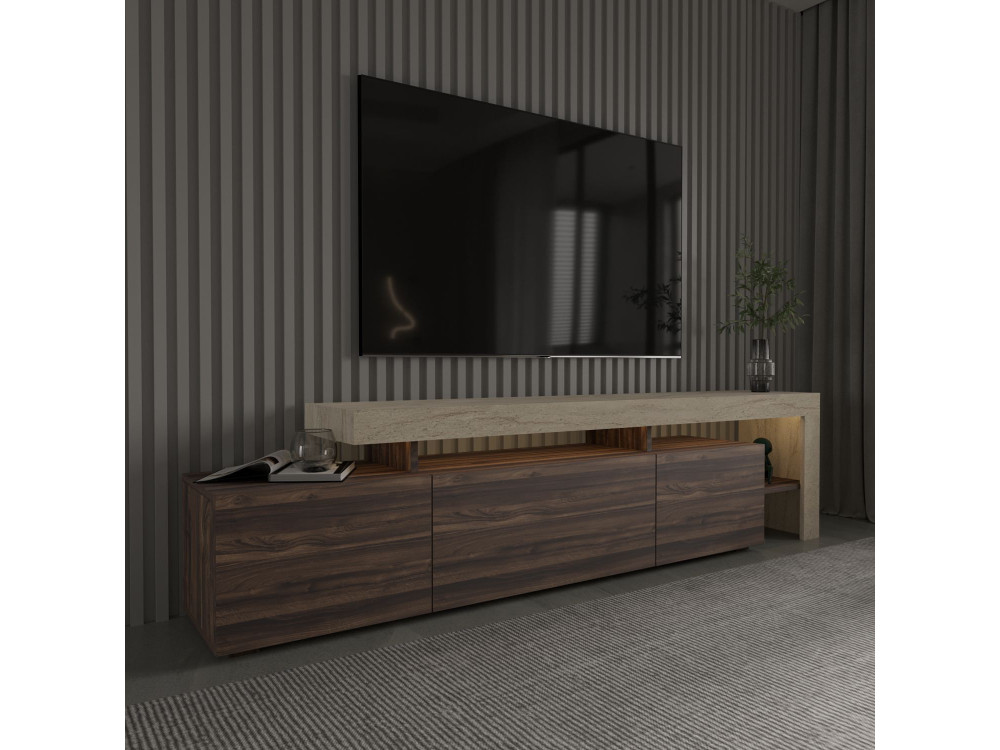 Drewniana podstawa pod telewizor "Beliz" - 192 x 37 x 53 cm - Brązowy