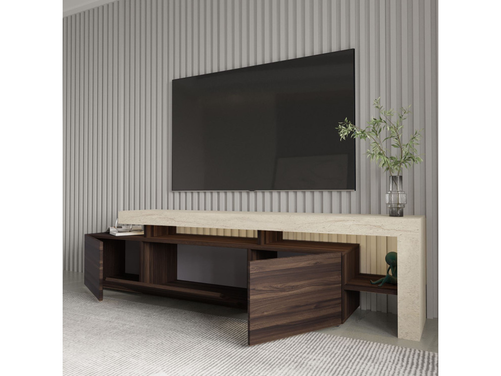 Drewniana podstawa pod telewizor "Beliz" - 192 x 37 x 53 cm - Brązowy